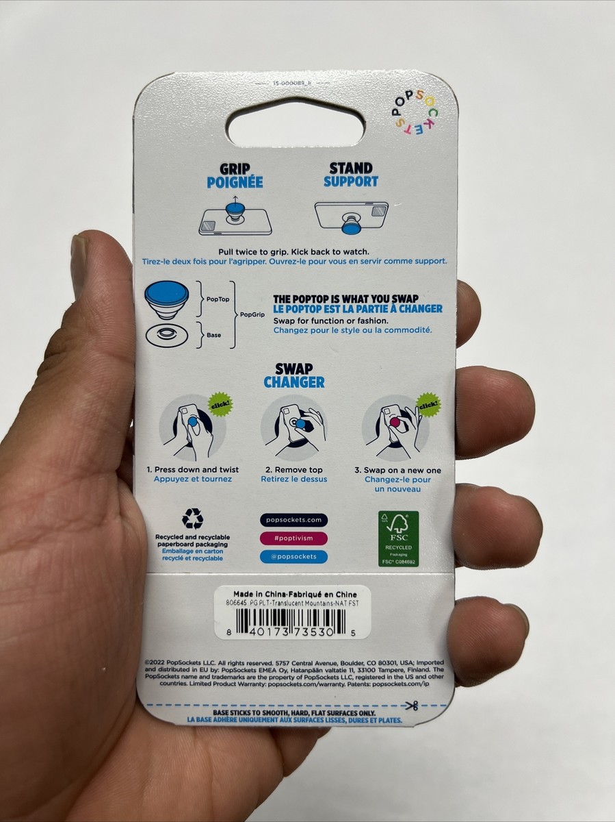 New PopSockets PlantBased PopGrip Swap Top Translucent Mountains