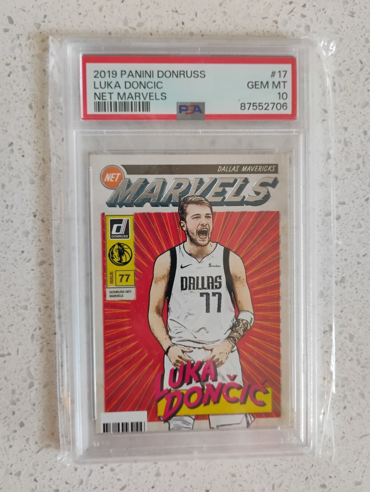 2019-20 Panini Donruss #17 Luka Doncic Net Marvels SP PSA 10 Mavericks