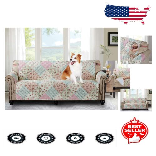 Durable Flower Patch Slip Cover for Oversized Sofas - Machine Washable & Stylish