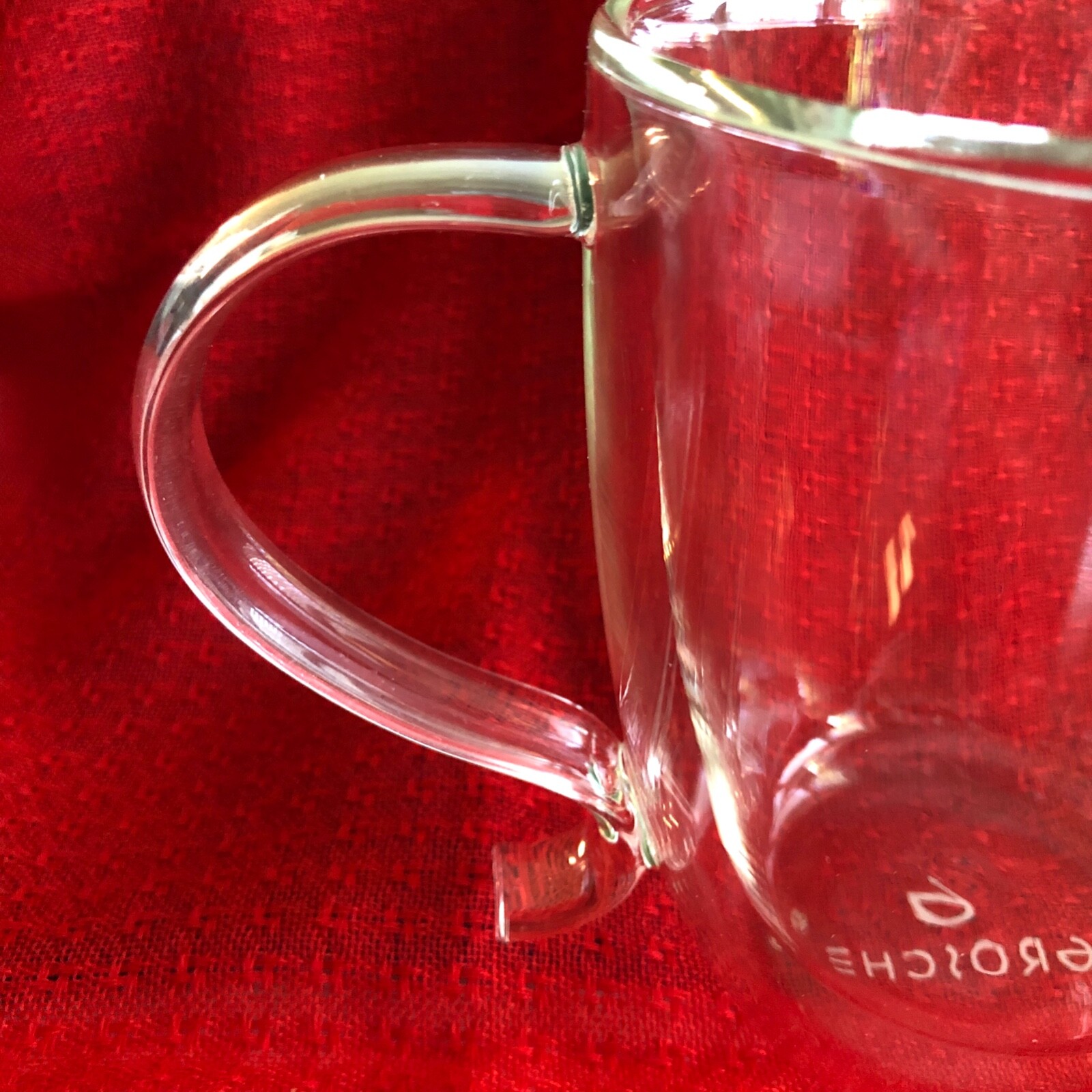 GROSCHE Cyprus Double-walled 16 oz. Glass Coffee Mug Coffee Tea Comfort Handle K