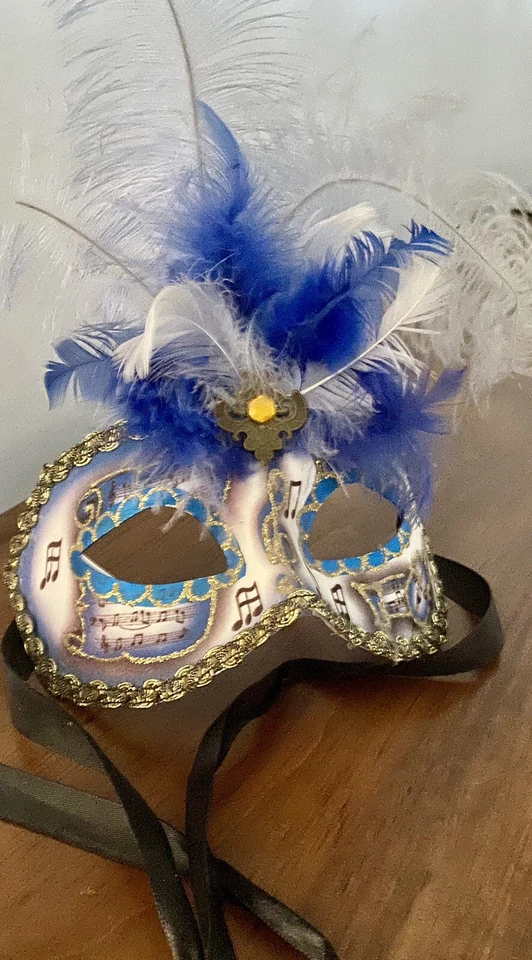 Venetian Masquerade Mask, Feathers, Music Theme - Image 3 of 4