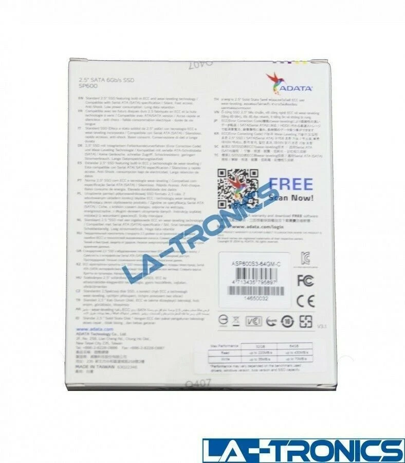 NEW ADATA  64GB 2.5" SATA Internal Solid State Drive SSD SP600 ASP600S3-64GM - Image 2 of 2