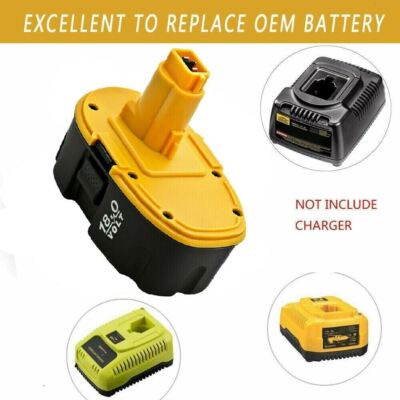 18 Volt Dewalt Battery Pack 2-Pack 4500mAh Ni-Mh Replacement For