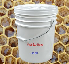 5 Gallons Pure Raw Unfiltered Honey - 60 LBS - Bulk Honey