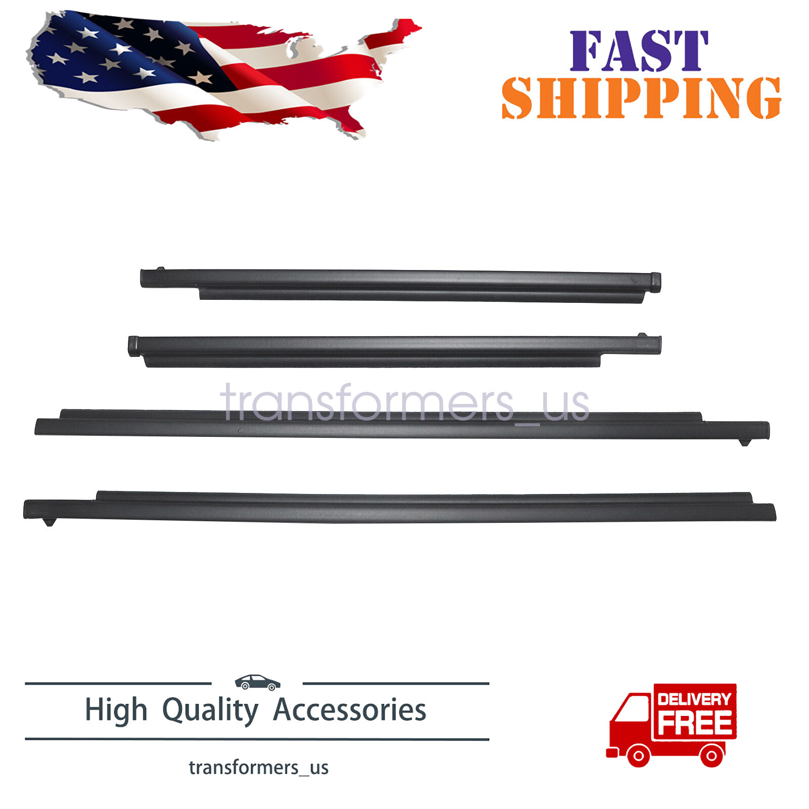 For Toyota 4Runner 95-02 Door Glass Outer MOLDING Weatherstrip Set