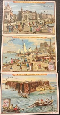 LIEBIG-Serie 306/436- SEEBÄDER,1895,6 kleine Lithos,rückseitig Kochrezepte - Bild 1 von 3