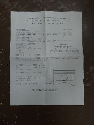 2006-2011 EX650 Ninja 650R J.E. Pistons 84mm - Picture 5 of 7