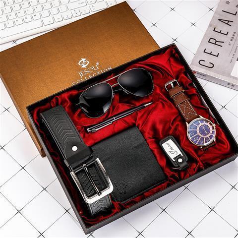 Men's Watch Wallet Sunglasses Belt Gift Box Set-image