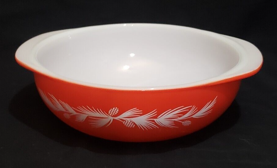 Pyrex 024 2 Qt Round Casserole Bowl - Orange Holiday Christmas