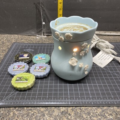 Retired Scentsy Wax Warmers Full Size Baby's Breath Blue Good Working Preowned .