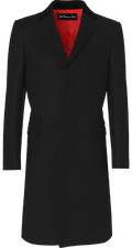 The Platinum Tailor Mens Wool Cashmere Covert Overcoat Black Velvet Collar Long