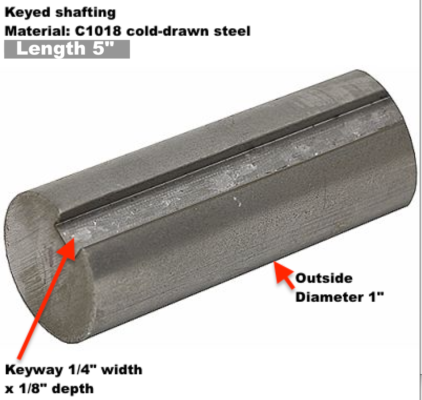 Steel Keyed Shafting 1" outside diameter, 5" long eBay