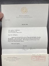 Laura Bush Signed Letter First Lady Autograph President George Texas Governor