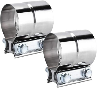 2Pack 4'' inch Stainless Steel 304 Lap Joint Clamp Heavy Duty Exhaust Band Clamp