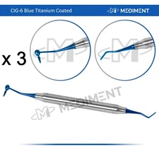 x 3 Dental Composite Filling Instrument Blue Titanium Coated CIG-6