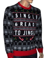 Mens SINGLE  READY TO JINGLE Funny Ugly Christmas Sweater Party L XL XXL NEW