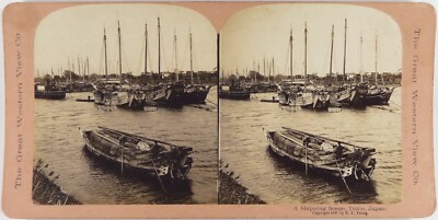Japan.Japan.Tokio Boarding Szene.Stereo Foto.Stereoview.R.Y.Young.An 1897