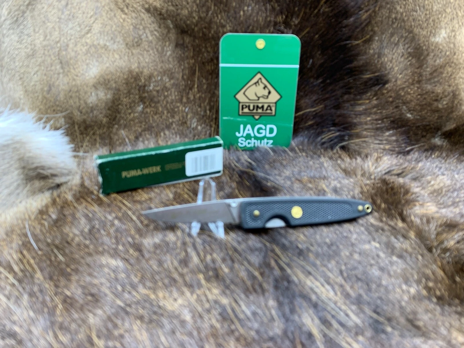 Puma 232 350 Coltello Huntec con manici a scacchi ZYTEL nero nuovo di zecca in scatola