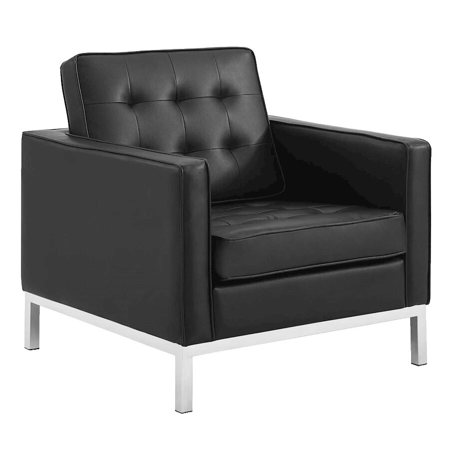 Faux Leather Black Armchairs
