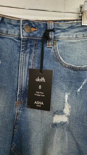DOTTI Label ASHA Mom High Waist Vintage Look Womens Frayed Denim Shorts, Size 8 - Picture 5 of 8