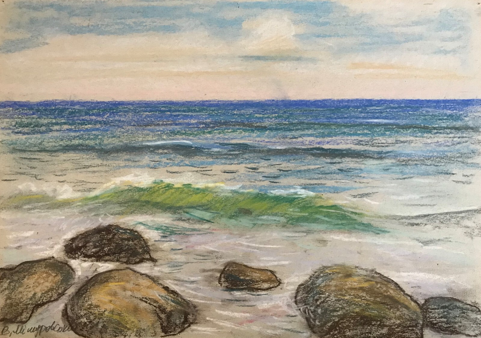 Pencils Painting On The Black Sea Wihyrovskii V.  Unframed Home Decor nAAA2158-image