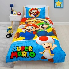 Nintendo Super Mario Single Duvet Quilt Cover Pillowcase Set Children's Splitter