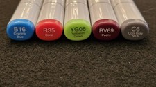 5 NEW SINGLE DUAL-TIPPED COPIC ALCOHOL MARKER...