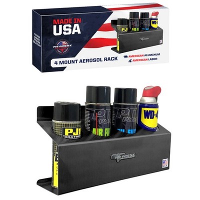 Pit Posse 4 Bottle Aerosol Oil Rack Shelf Holder USA Made Garage Trailer (Black)