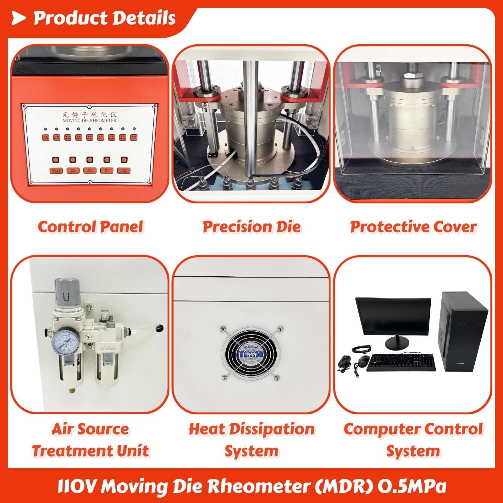 110V Moving Die Rheometer (MDR) Automatic Rotorless Rubber Curemeter 0 ...