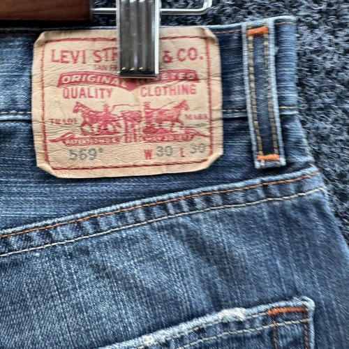 Vintage Levis 569 Jeans Men 30x30 Blue Loose Straight Baggy Whiskers Skater Y2K - Picture 3 of 8