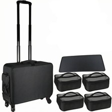 kosmetiktrolley mit Rollen tragbar Beauty-Case mit Trennw&auml;nden multifunktional