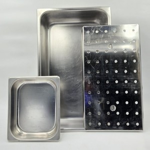 Vollrath 22 Ga Full Size 4" Dp Stainless Steam Table Pan+False Btm+Half Size Pan