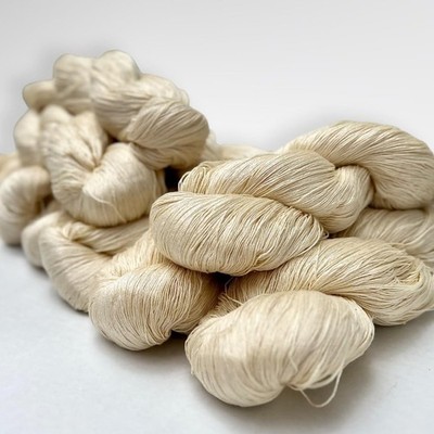 Mulberry Silk Yarn| Lace Weight 6 Ply Yarn 1 Skein | 100% Natural White Undye...