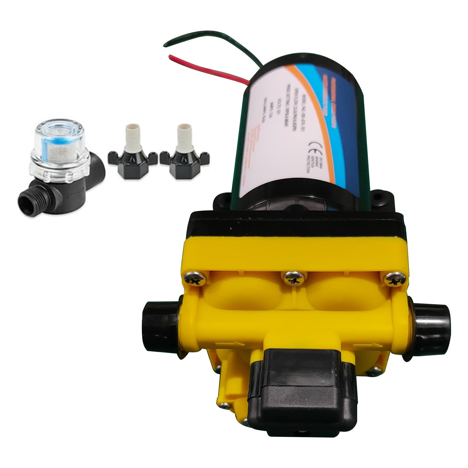 12V RV Fresh Water Pump 6GPM 70PSI Self-Priming Diaphragm Water Pump