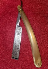 antique Wade  Butcher sheffield England straight razor with motto