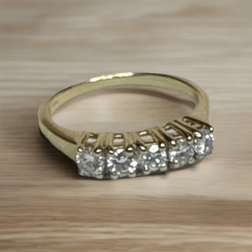 14k Gold 5 Diamond Ring 1/3 Ct Cushion Cut Sz 7 Engagement/ Wedding/anniversary - Image 2 of 4