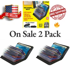 2 Pack Lock Wallet Protection Amazing Slim Leather RFID Card Wallet ID Holder