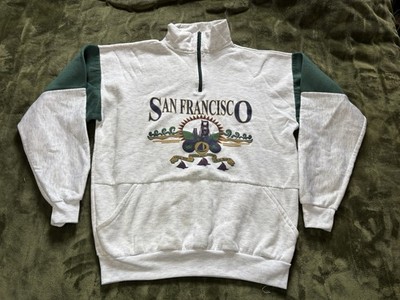 Vintage San Francisco Sweater Mens Large Gray 1/4 Zip Golden Gate Bridge 90s USA