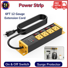 Heavy Duty Surge Protector Power Strip 20 Amp Individual Switches 6FT 12 Gauge
