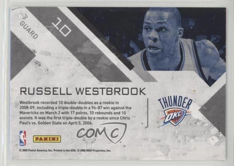 2009-10 Panini Threads Triple Threat Russell Westbrook #10 - Image 2 of 2