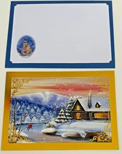 Merry Christmas Religious Greeting Card - w/ Envelope - Gold Foil