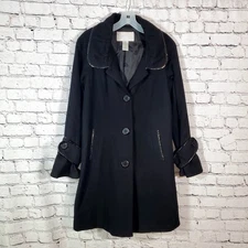 BB Dakota Black Wool Blend Coat Size M Contemporary Classic Bunched Collar 