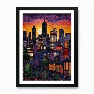 Bellevue Washington Pixel Art 4 Kunst gerahmtes Wandbild Poster Leinwanddruck Bild