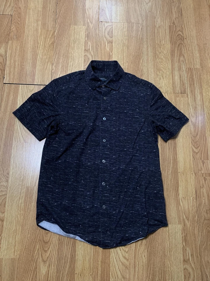 Bugatchi 衬衫男式小号 OooohCotton Tech 8 路弹力短袖纽扣 — 第 3/4 张图片