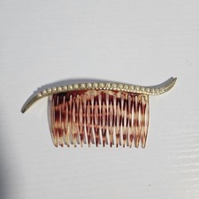 Rare Vintage French "UR" Patent Stamp Pearl Tortoiseshell Hair Comb