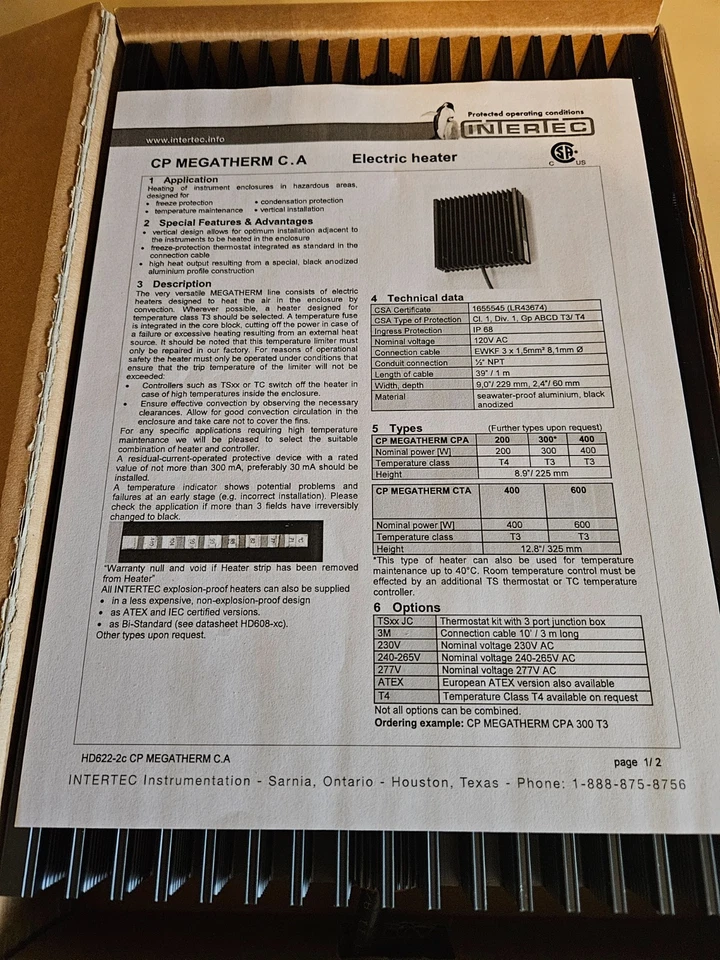 面板加热器 - Intertech CP Megatherm 500 瓦 — 第 2/4 张图片