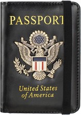 Passport Holder Cover and Card Case Slot Combo RFID Blocking Leather Travel Pass