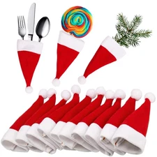 Luter 20 Pieces Mini Christmas Hats Christmas Cutlery Tableware Holders Mini ...