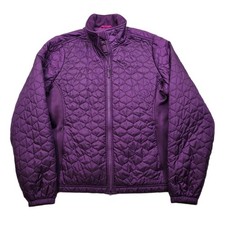 LL Bean Quilted Jacket Womens Large Purple Thinsulate Mixed Media Work Chore