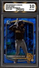 2025 Bowman Chrome LEO DE VRIES Sapphire Prospects #BCP-204 Graded PXG 10 psa